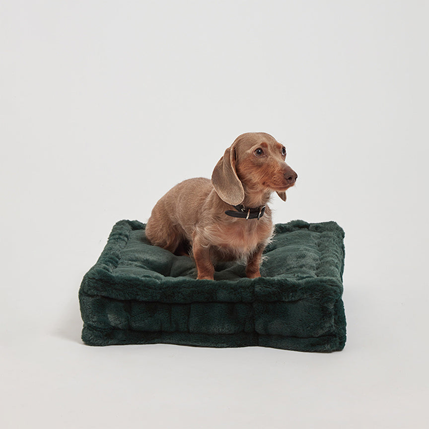 CLAUDIA FLOOR PILLOW | VEGAN FAUX FUR | Emerald Green