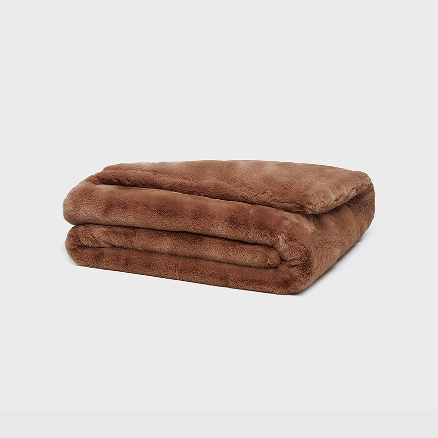 SHIRLEY THROW BLANKET | VEGAN FAUX FUR | Camel