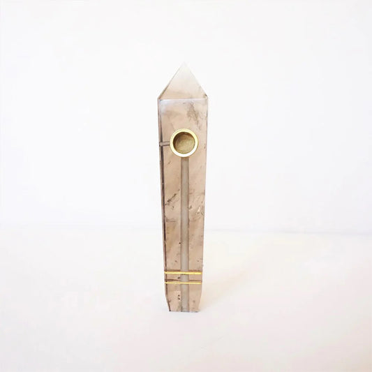 SMOKEY QUARTZ GEMSTONE PIPE