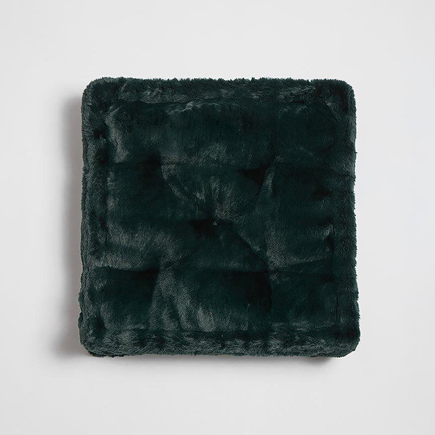 CLAUDIA FLOOR PILLOW | VEGAN FAUX FUR | Emerald Green