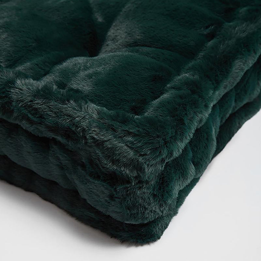 CLAUDIA FLOOR PILLOW | VEGAN FAUX FUR | Emerald Green