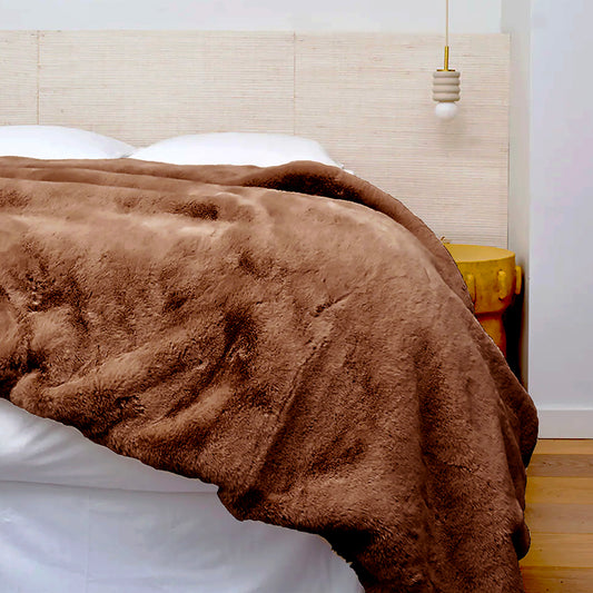 SHIRLEY THROW BLANKET | VEGAN FAUX FUR | Camel