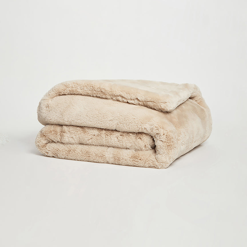 JUMBO SHILOH THROW BLANKET | VEGAN FAUX FUR | Latte