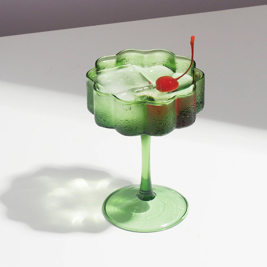 WAVE COUPE GLASSES | SET OF TWO | Green