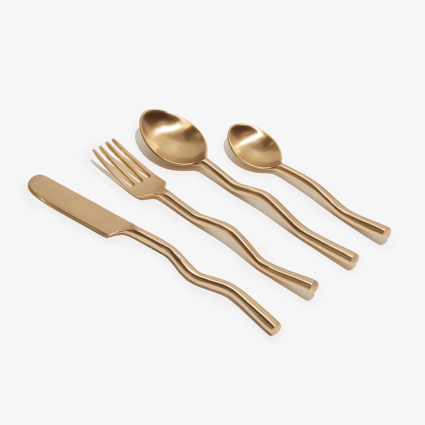 WAVY CUTLERY SET | Brass