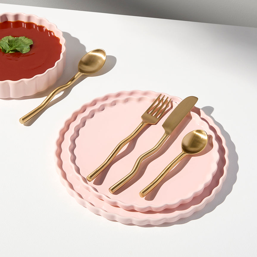 WAVY CUTLERY SET | Brass